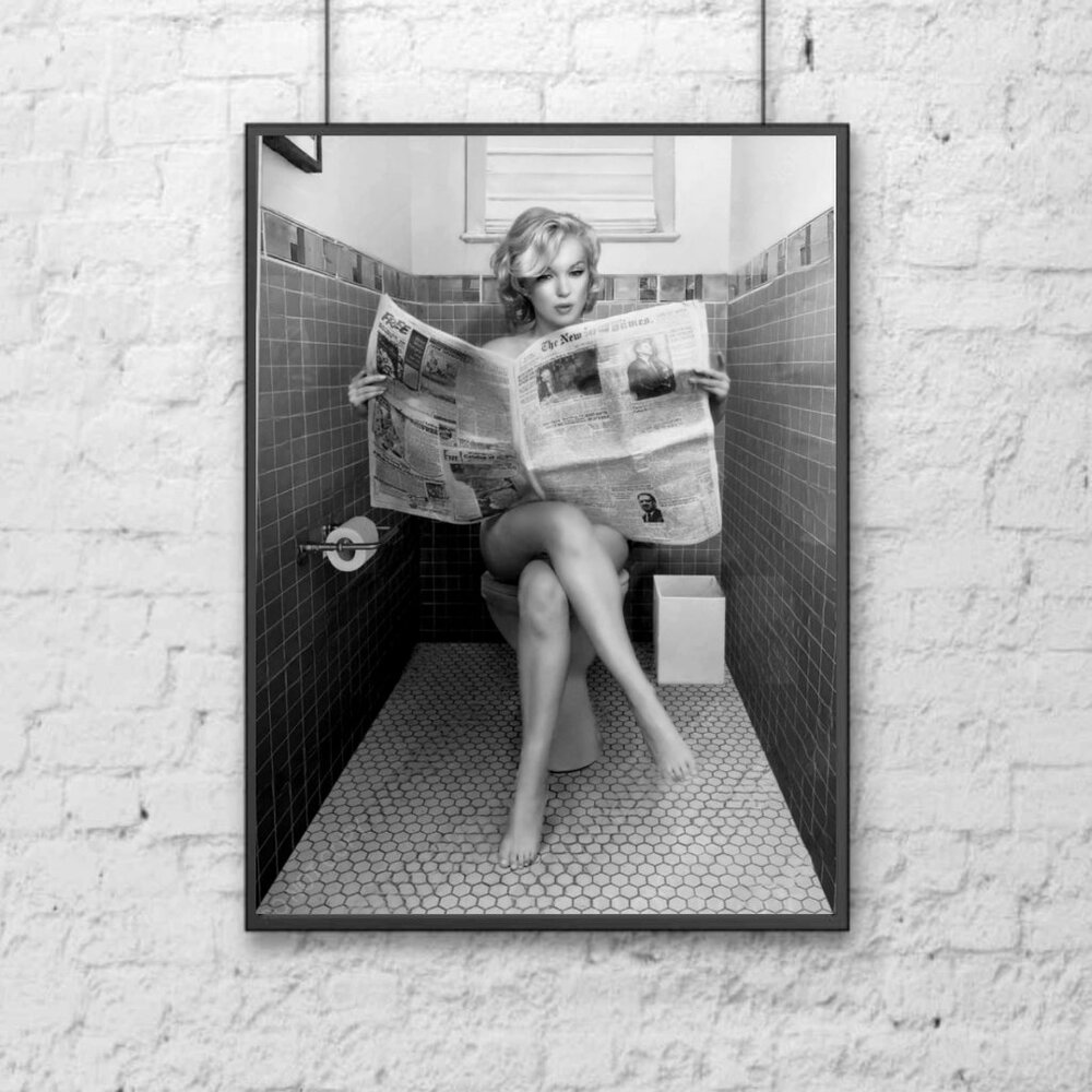 Marilyn Monroe Rare Vintage Bathroom Funny Art Print Framed 11x8.5